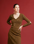 Atelier38  Peggy Openwork Brown Sweater with Elbow Cutout Detail  - Porterist 1