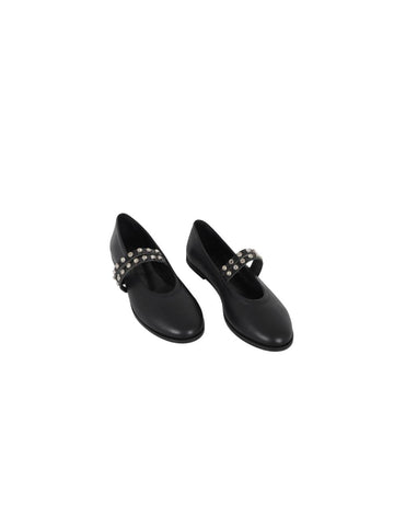 Maria Double Strip Embroidered Ballet Flat