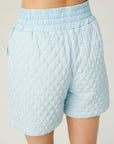 Blue Lara Vegan Silk Quilted Shorts Set | Porterist