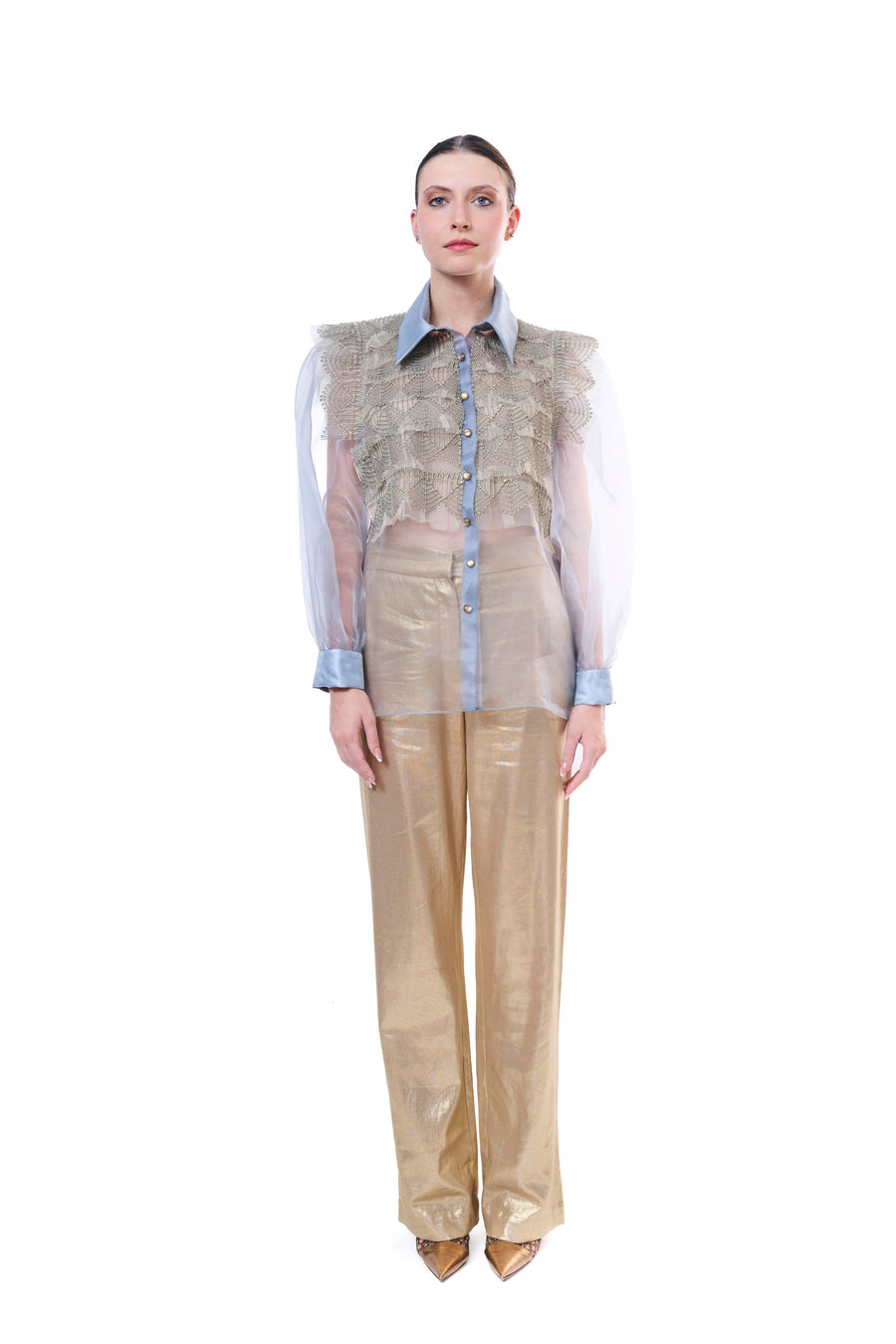 Tulle Sleeve Blouse
