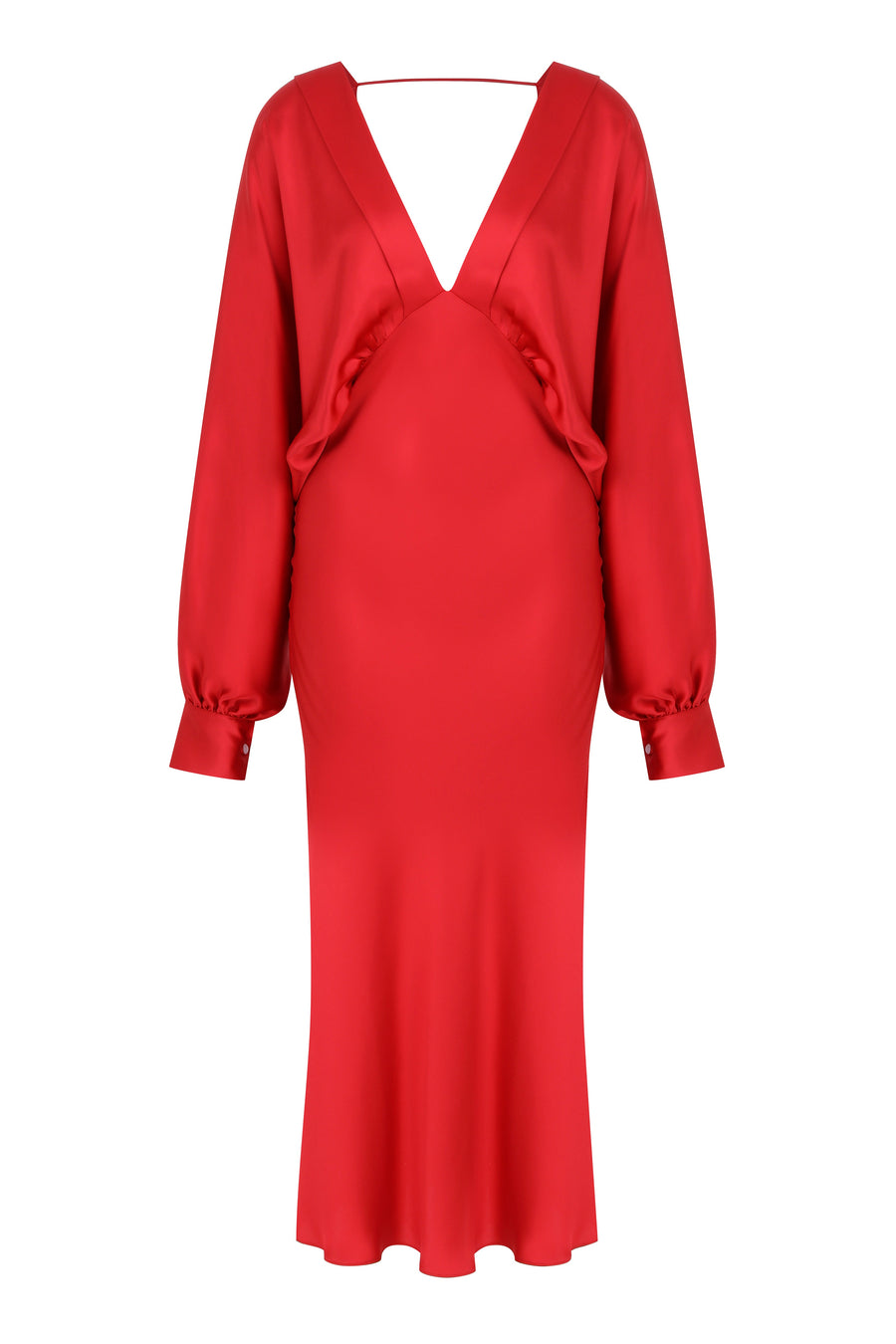 Mila V Neck Satin Dress in Rouge