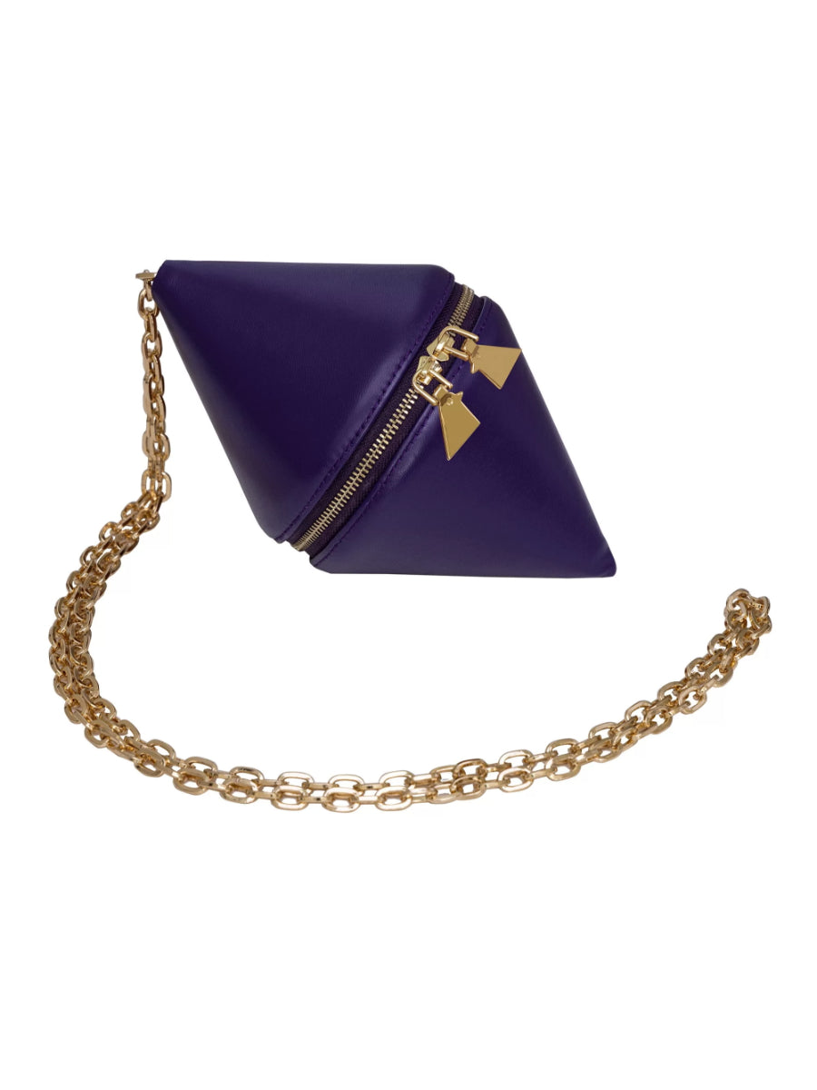 Mookee Purple Chain Handle Leather Crossbody Bag | Porterist