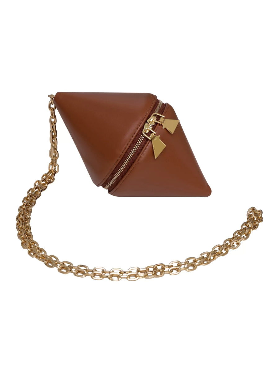 Mookee Camel Chain Handle Leather Crossbody Bag | Porterist