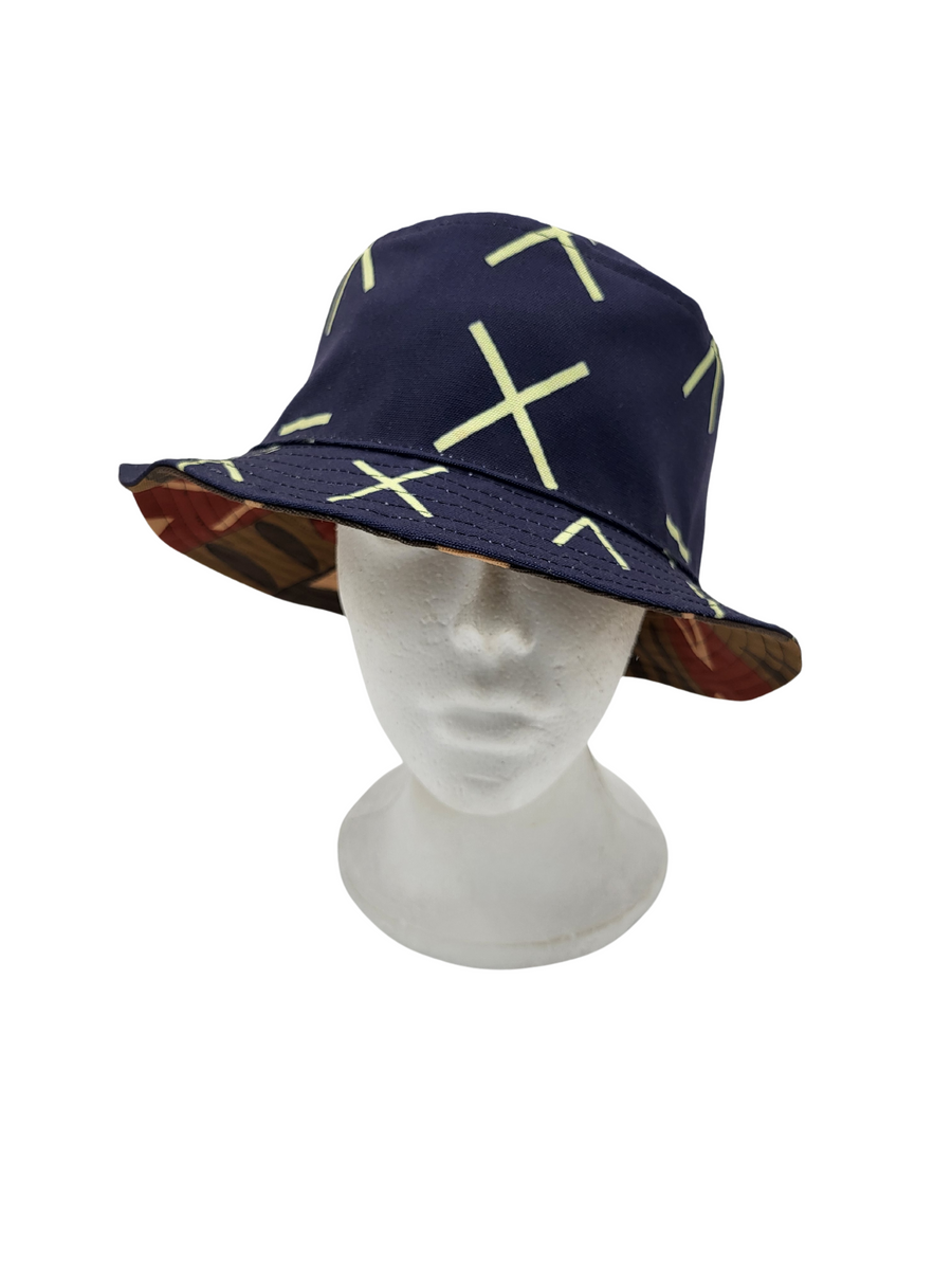 Indigo Pattern 1/Mud Cloth Pattern 1 Unisex Reversible Bucket Hat