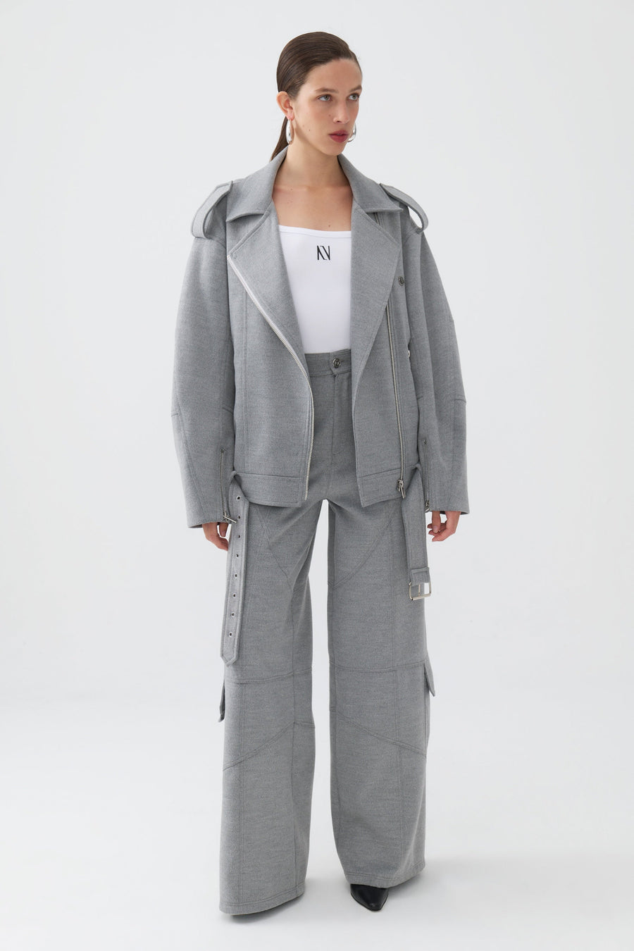 Gray Oversized Double-Breasted Coat