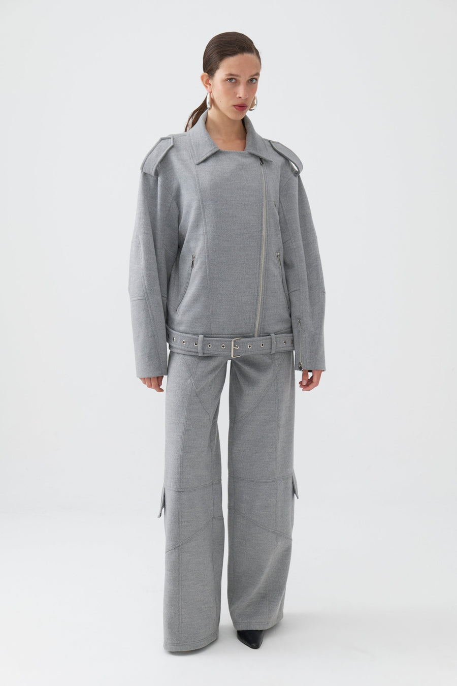 Gray Oversized Double-Breasted Coat