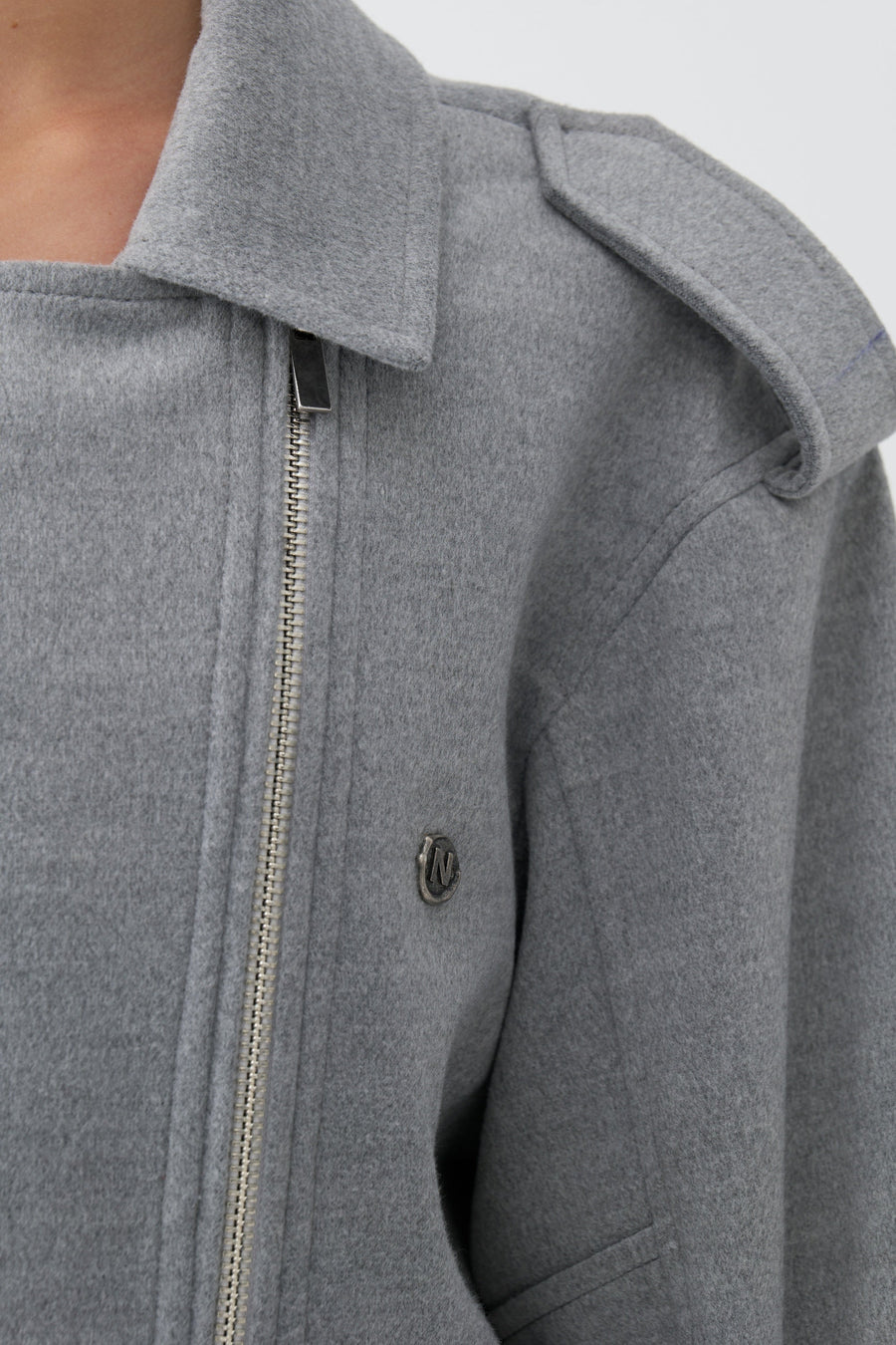 Gray Oversized Double-Breasted Coat