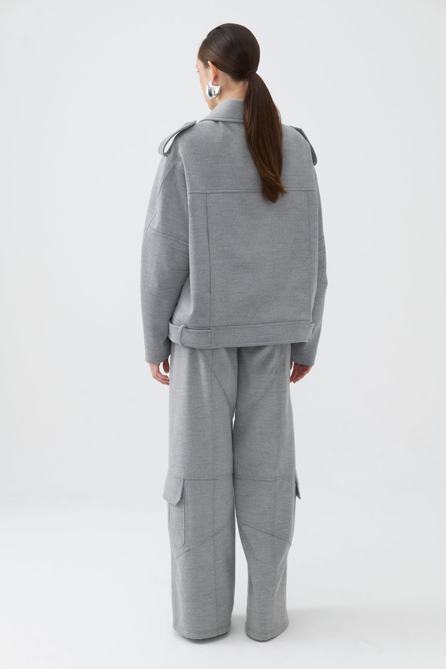 Gray Oversized Double-Breasted Coat
