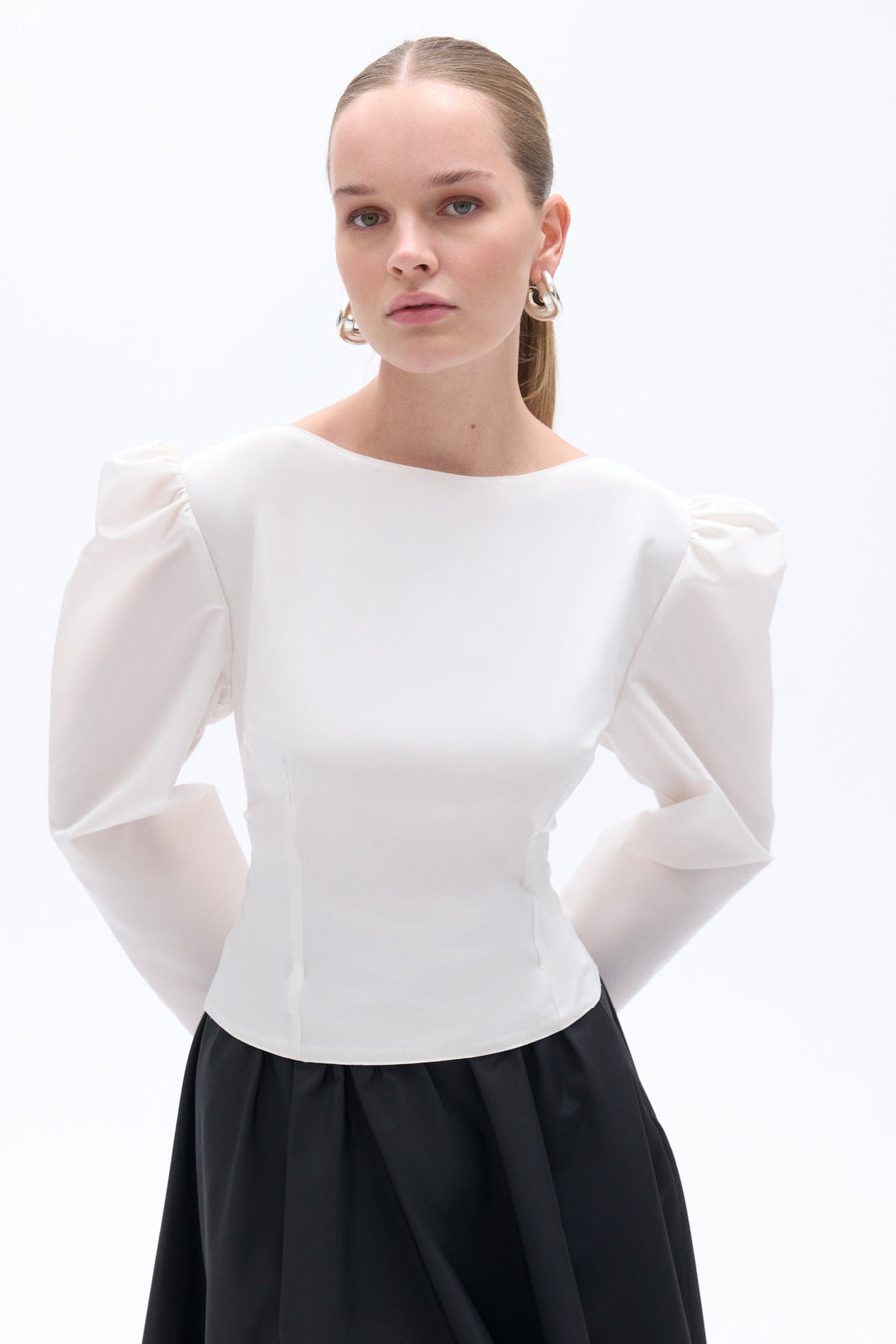 Ivory Boat Neck Blouse