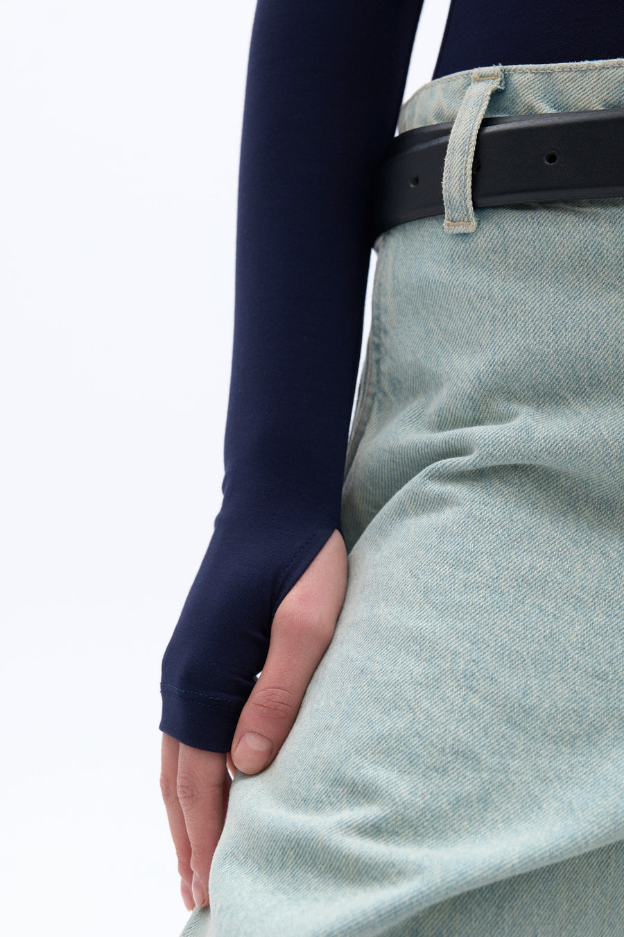 Blue Crew Neck Bodysuit