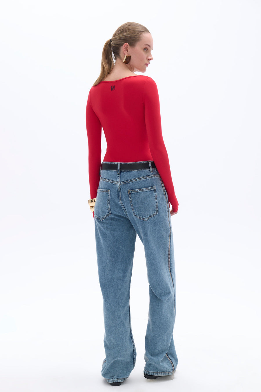 Red Crew Neck Bodysuit