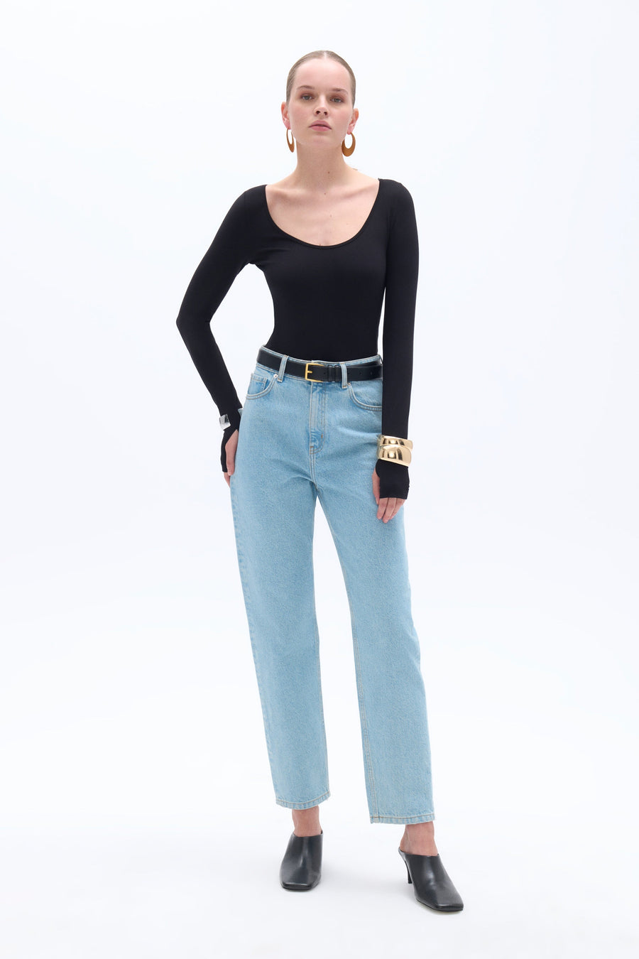 Black Crew Neck Bodysuit