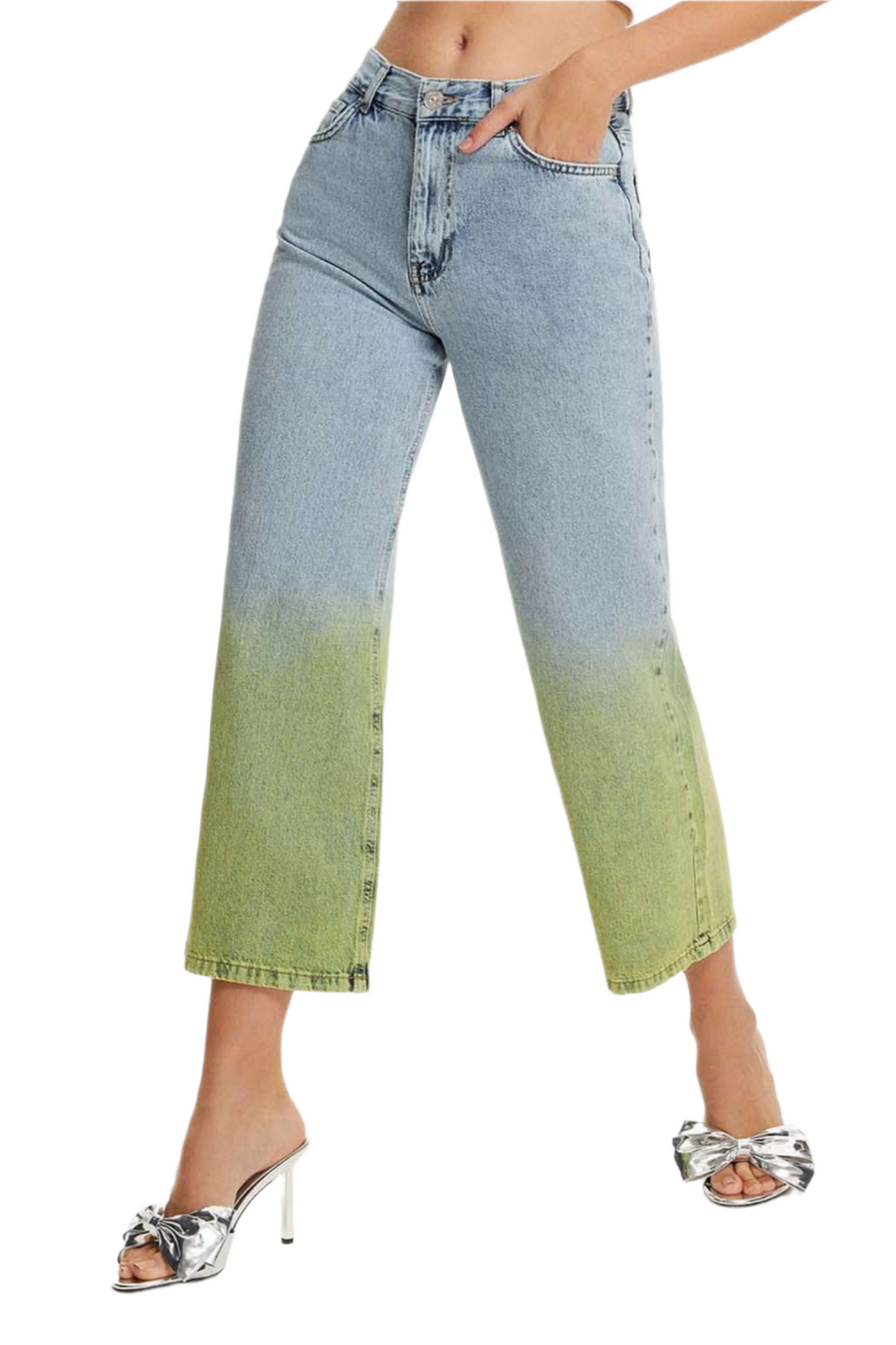 Faded Wide-Leg Jeans