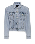 Cropped Denim Jacket with Shoulder Pads