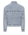 Cropped Denim Jacket with Shoulder Pads