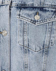 Cropped Denim Jacket with Shoulder Pads