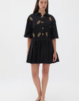 Embroidered Balloon Sleeve Dress