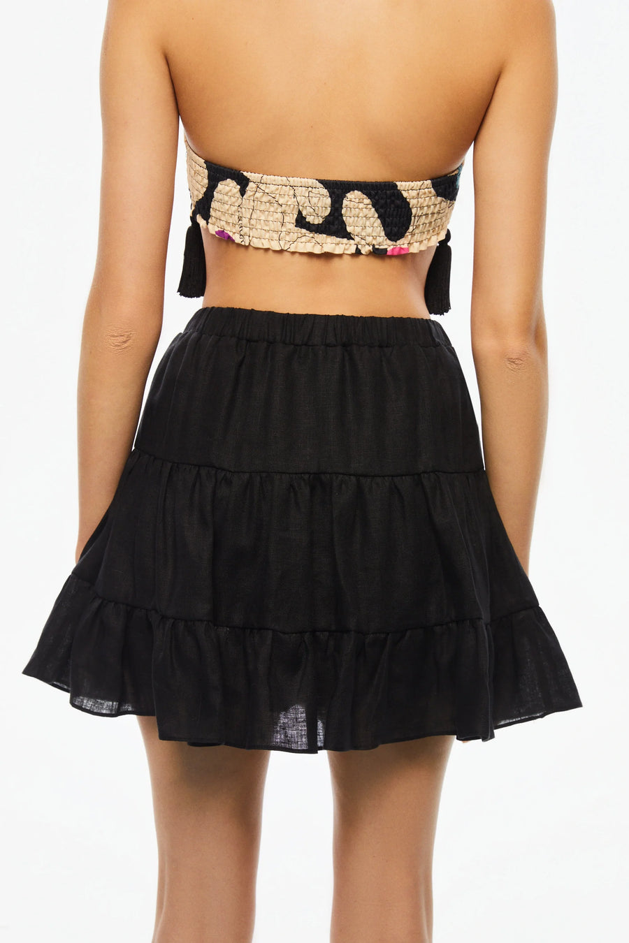 Tiered Mini Linen Skirt