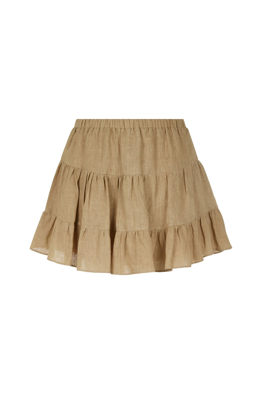 Tiered Mini Linen Skirt