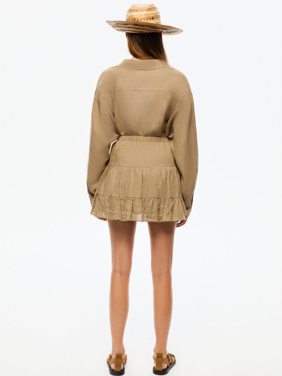 Tiered Mini Linen Skirt