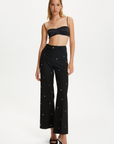 Metallic Letter Detailed Pants