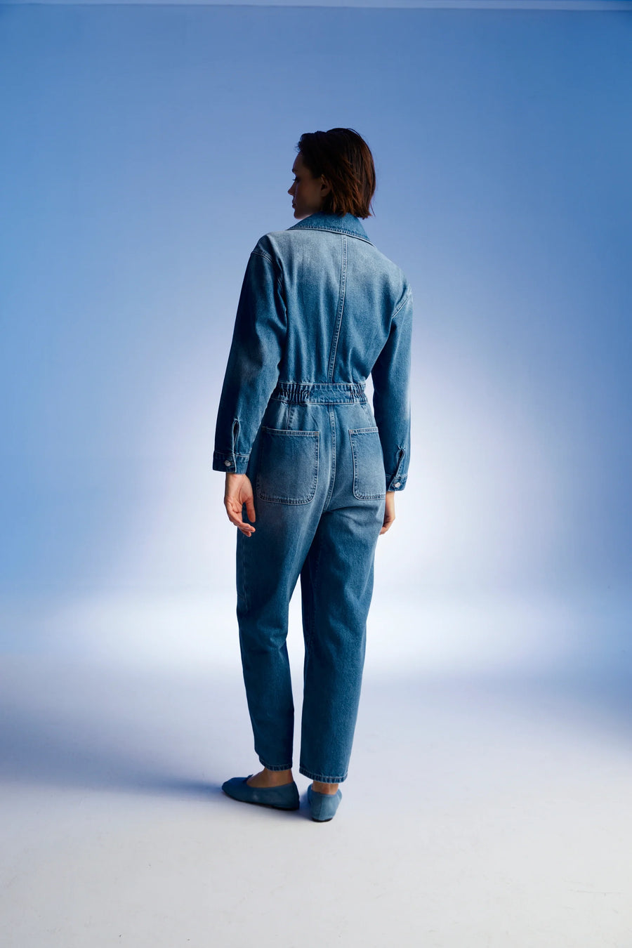 Indigo Denim Cargo Jumpsuit