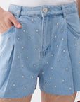 Dart Detailed Denim Shorts