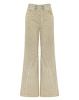 Green Wide Leg Jeans with Zipper Detail at Waist