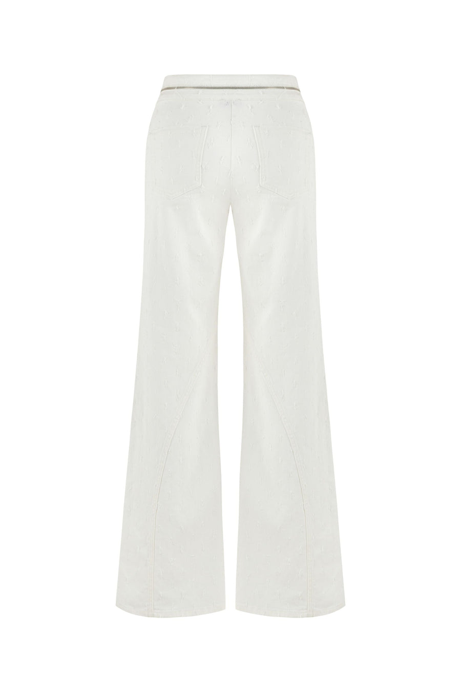 Off-White Wide Leg Jeans with Zipper Detail at Waist