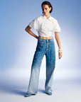 Multi - colored Gradient Wide Leg Jean Pants | Porterist