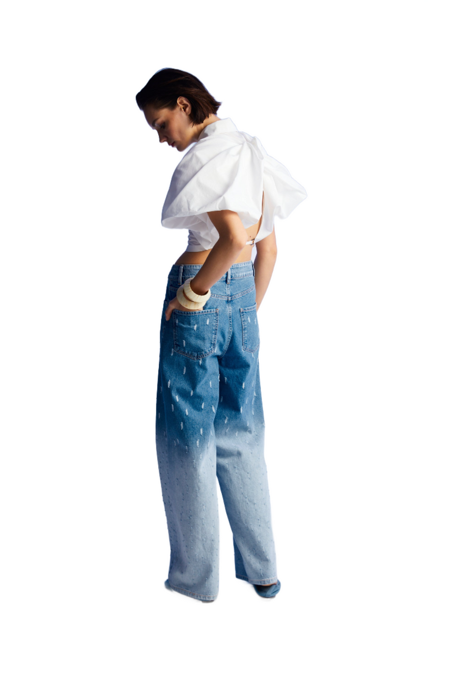 Multi - colored Gradient Wide Leg Jean Pants | Porterist