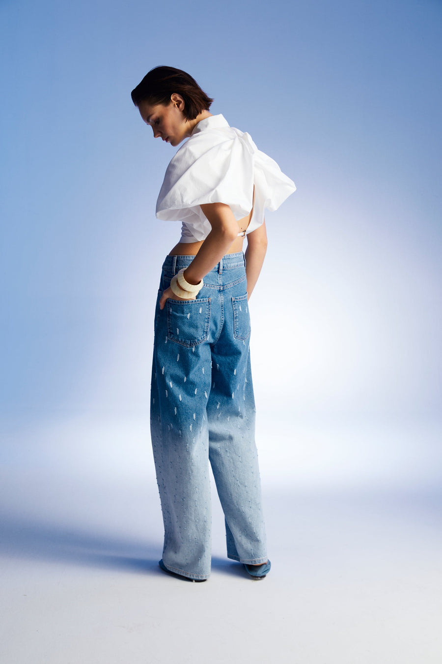 Multi - colored Gradient Wide Leg Jean Pants | Porterist