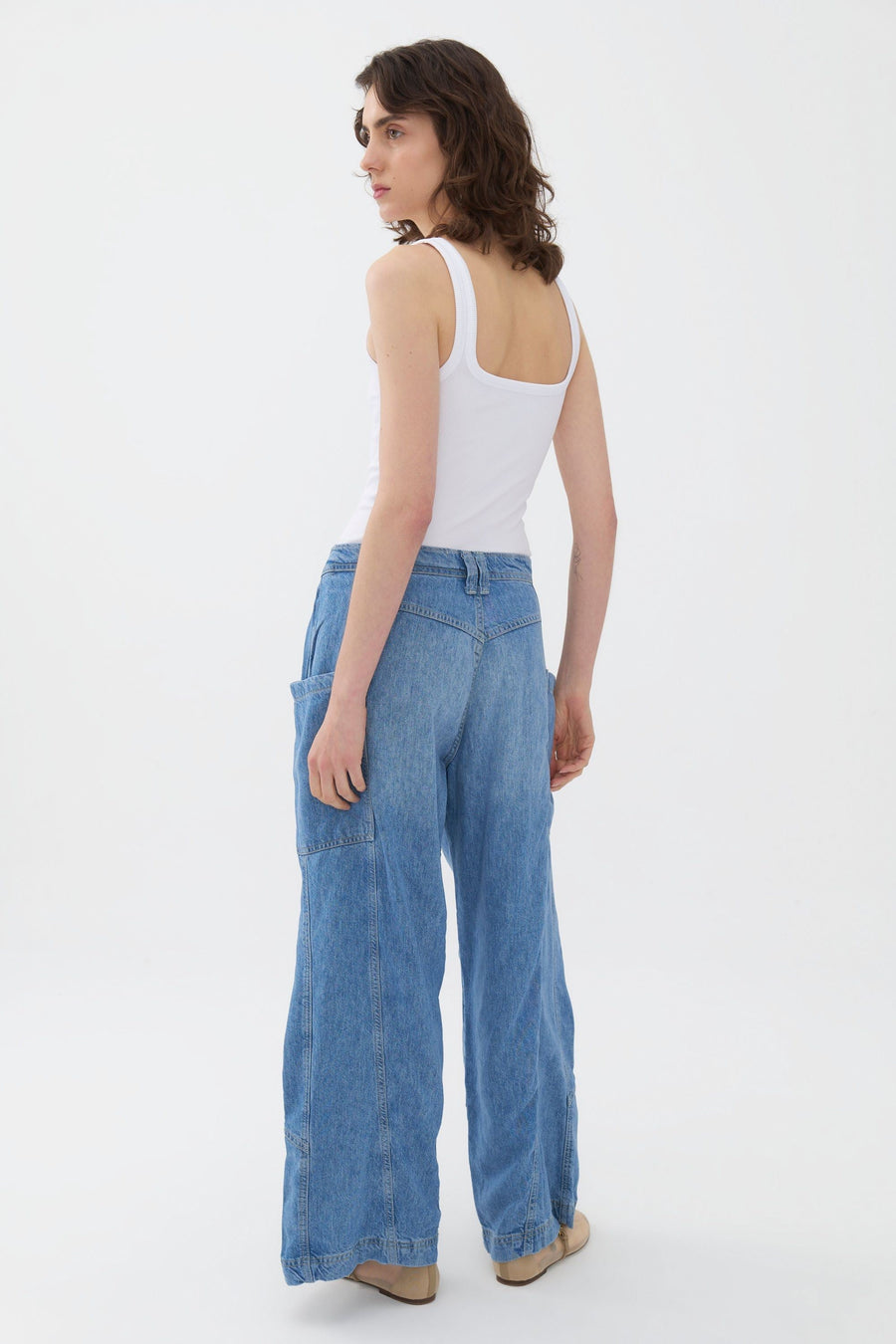 Contrast Top Stitching Pockets Pants