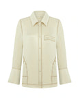 Contrast Topstitched Ivory Shirt