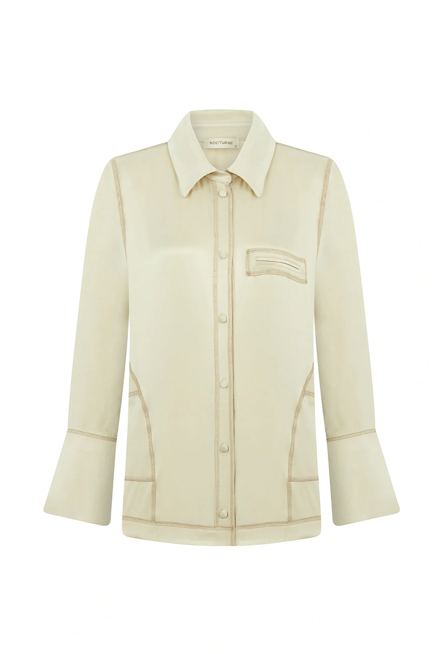 Contrast Topstitched Ivory Shirt