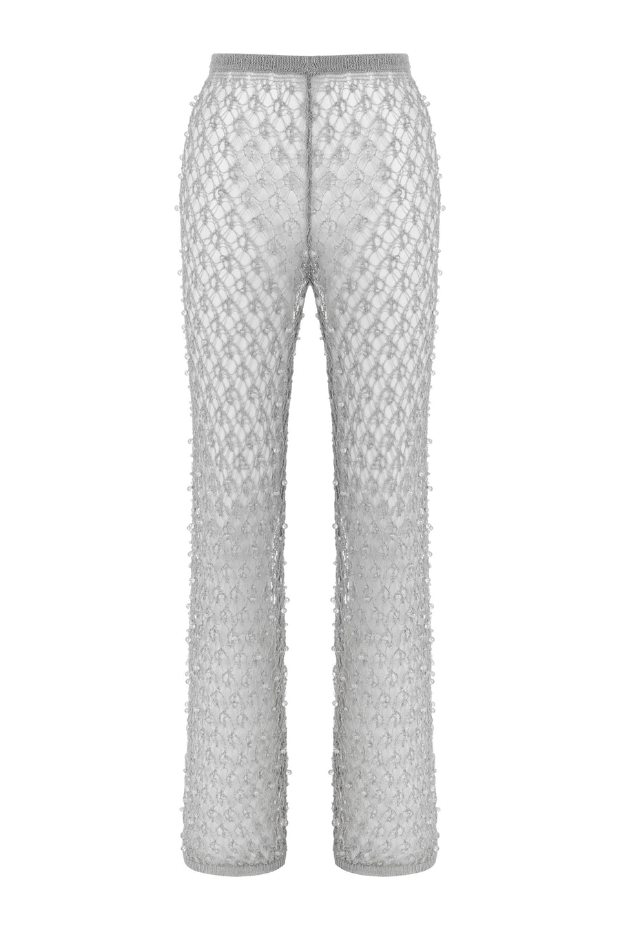 Gray Shimmering Threaded Mesh Pants