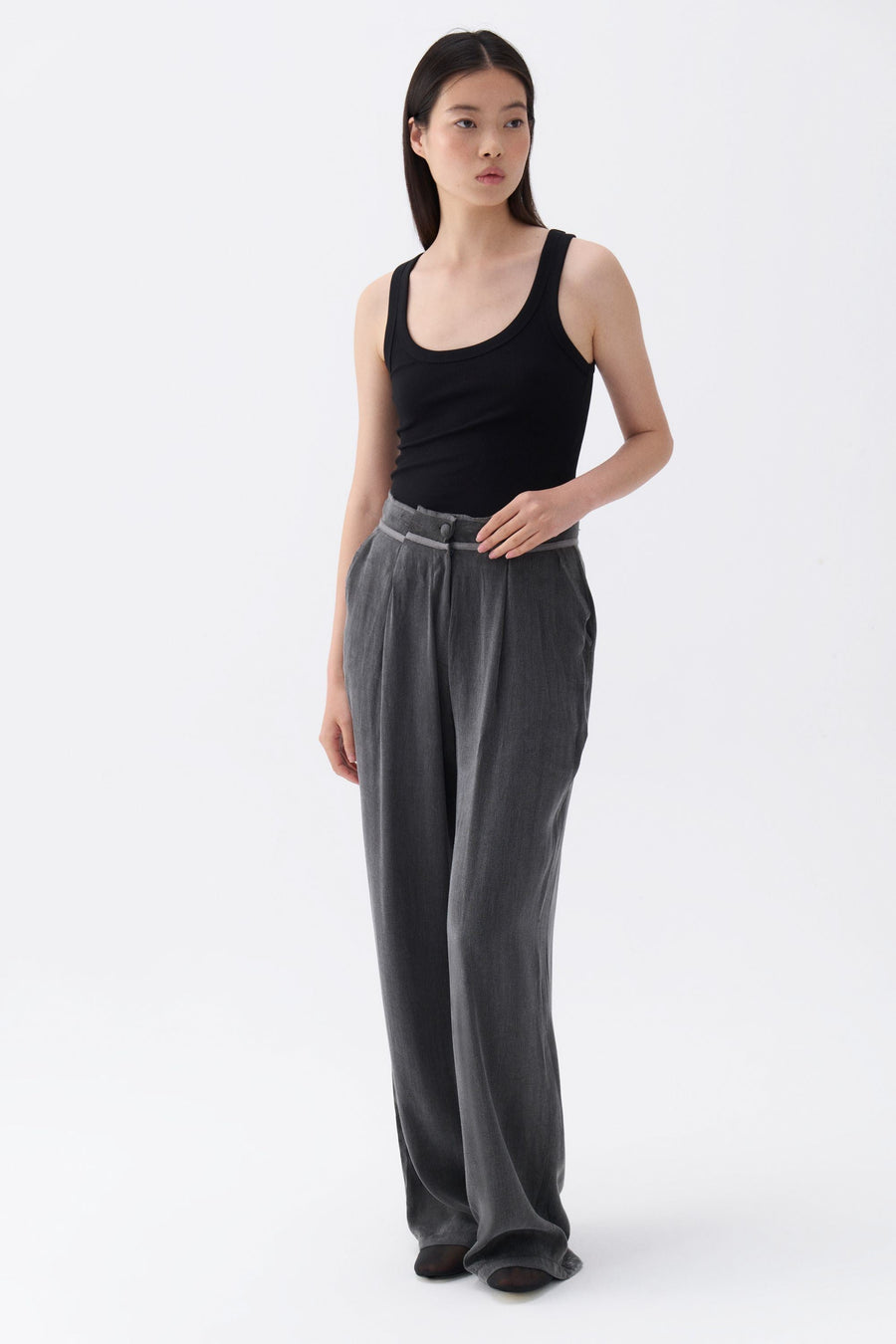 Pleated Palazzo Black Pants