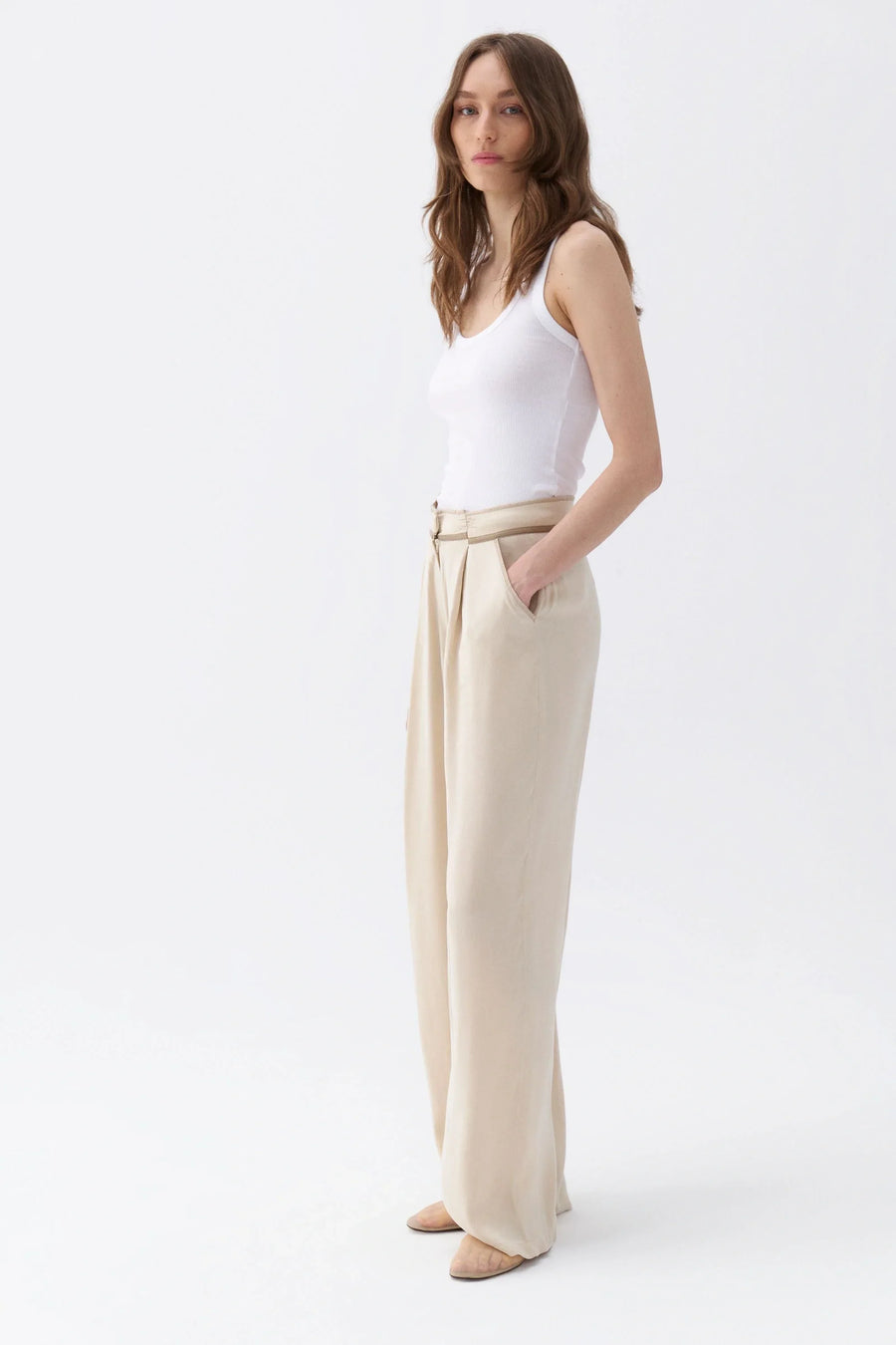 Pleated Ivory Palazzo Pants