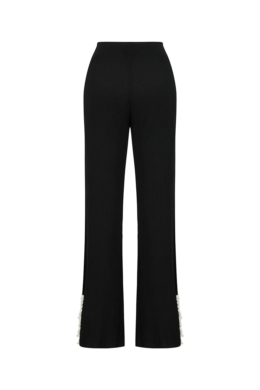 Mother of Pearl Beaded Black Knit Pants