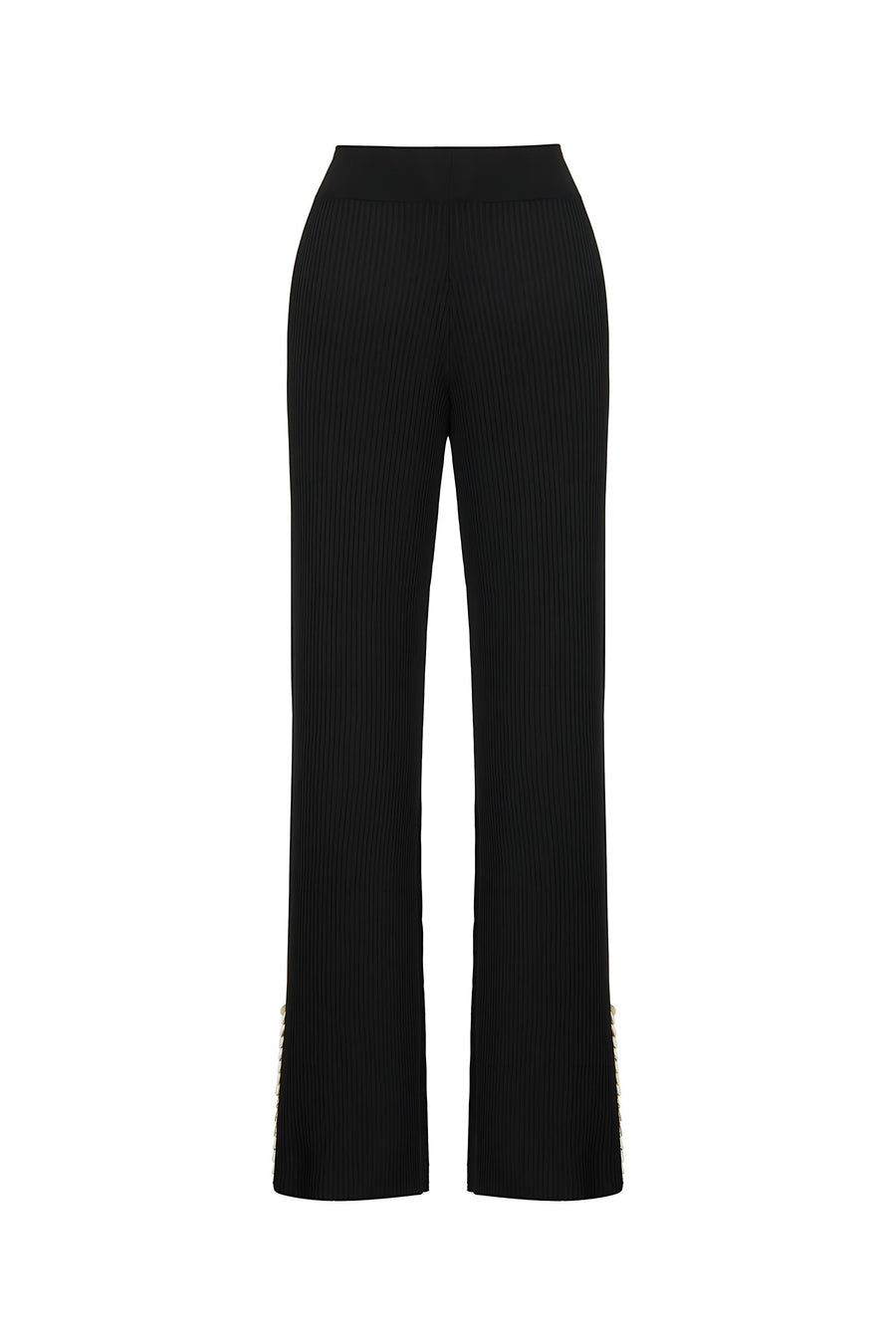 Mother of Pearl Beaded Black Knit Pants