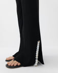 Mother of Pearl Beaded Black Knit Pants