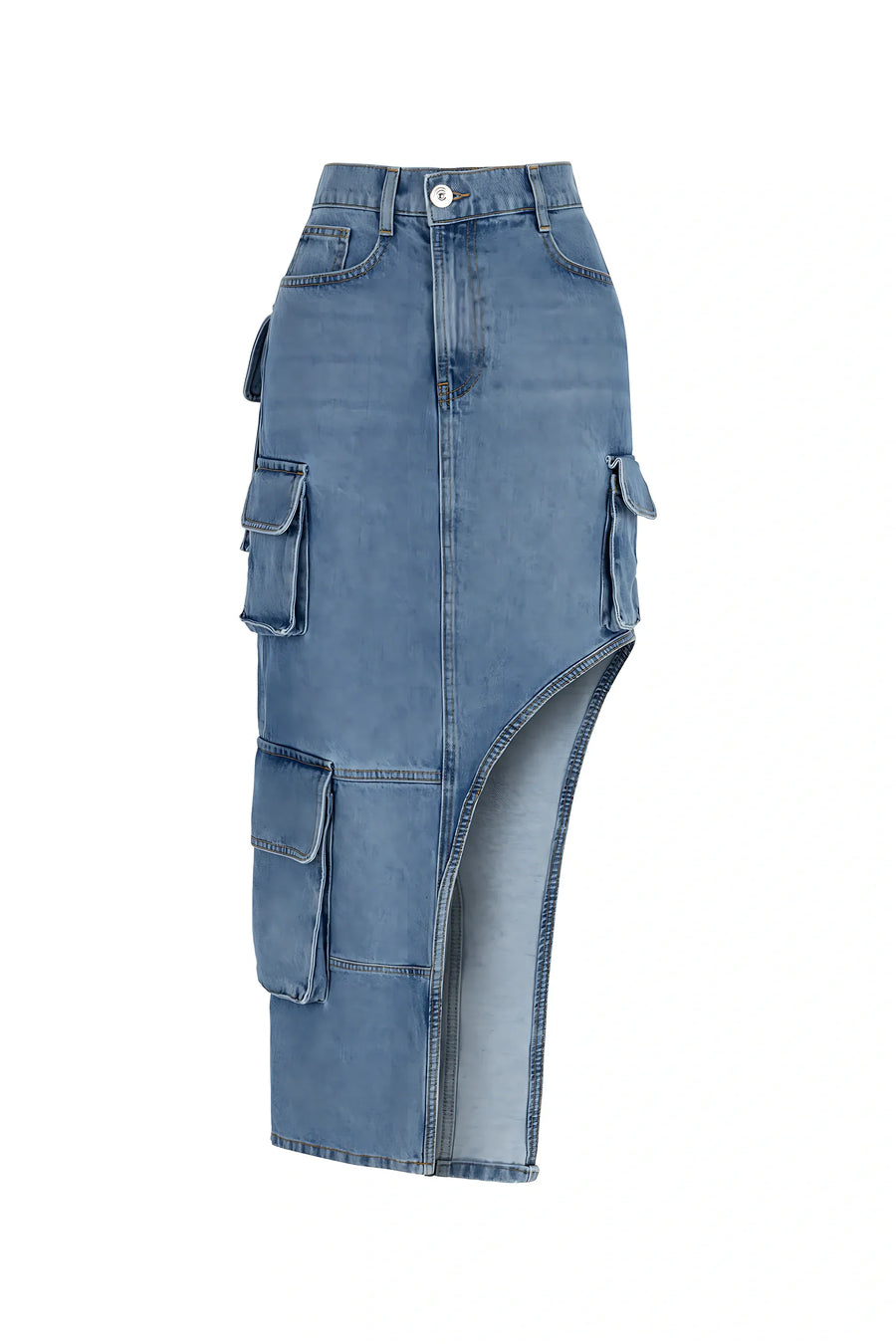 Asymmetric Blue Jean Skirt