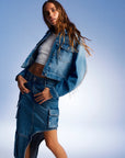 Asymmetric Blue Jean Skirt