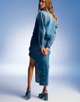 Asymmetric Blue Jean Skirt