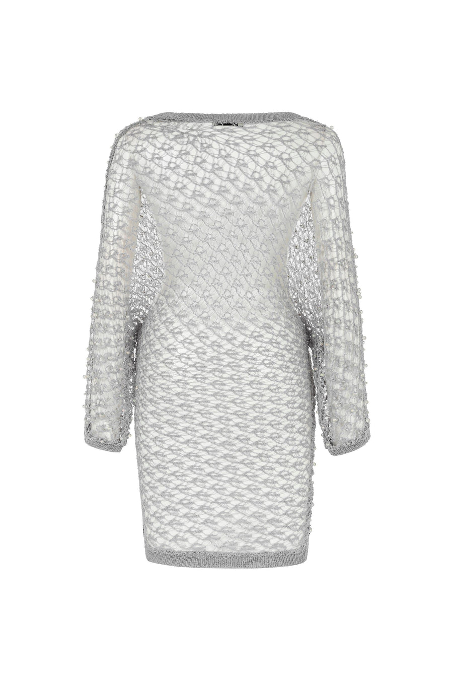 Beaded Mesh Gray Knit Top