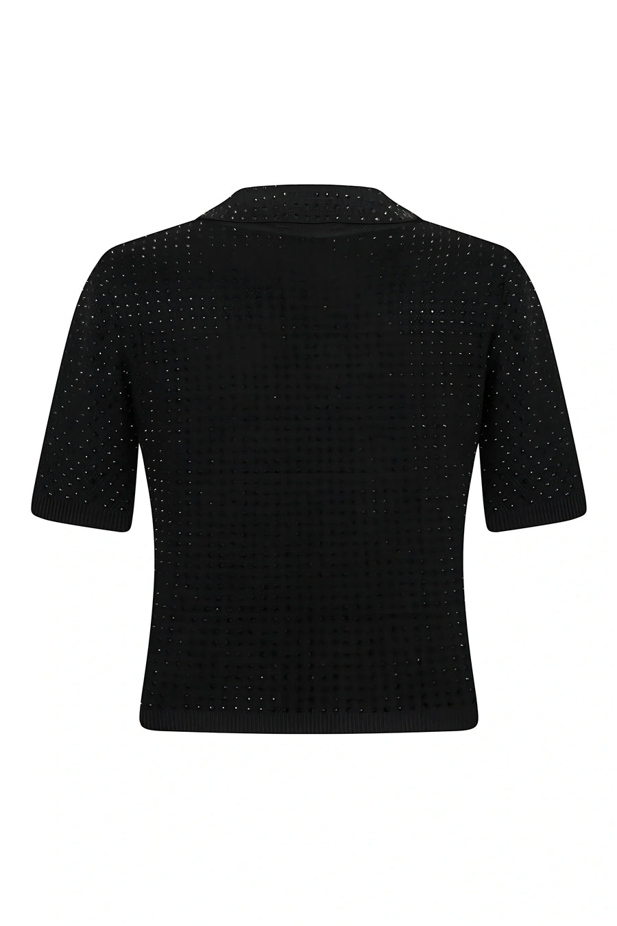 Rhinestone Embroidered Black Knitwear Top