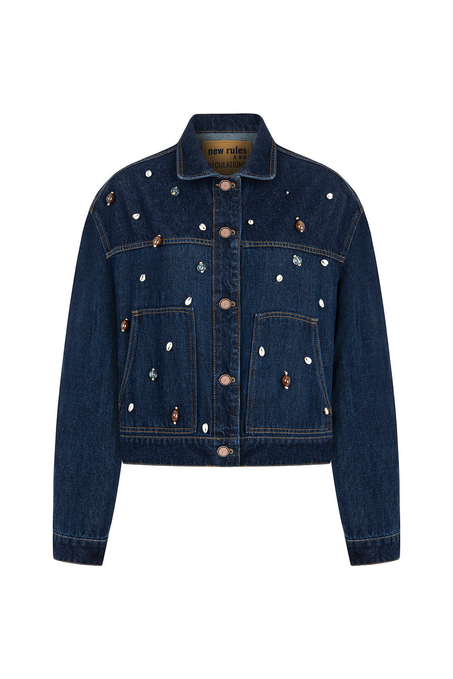 Blue Seashell Designed Jean Jacket
