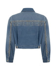 Blue Denim Jacket with Stone Embroidery