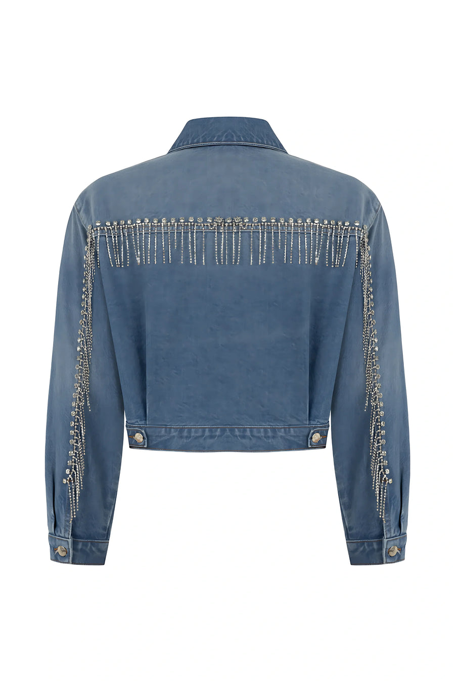 Blue Denim Jacket with Stone Embroidery