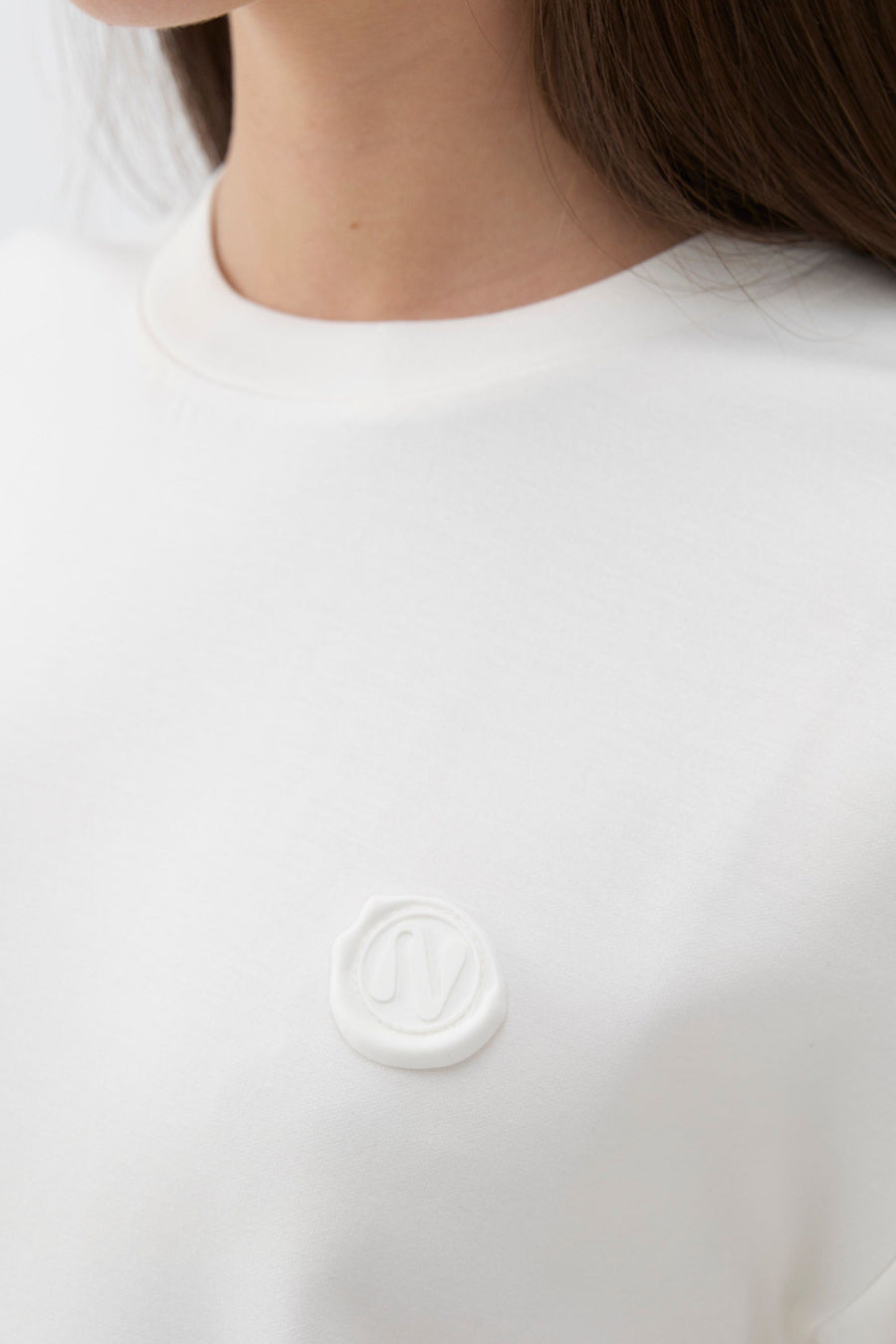 Ivory Logo Designed Basic T-shirt